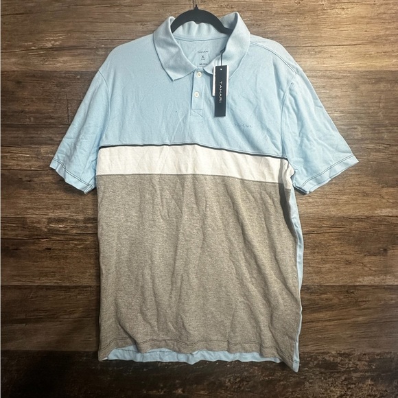Tahari Blue and Gray Polo Shirt with Classic Collar - Picture 1 of 7
